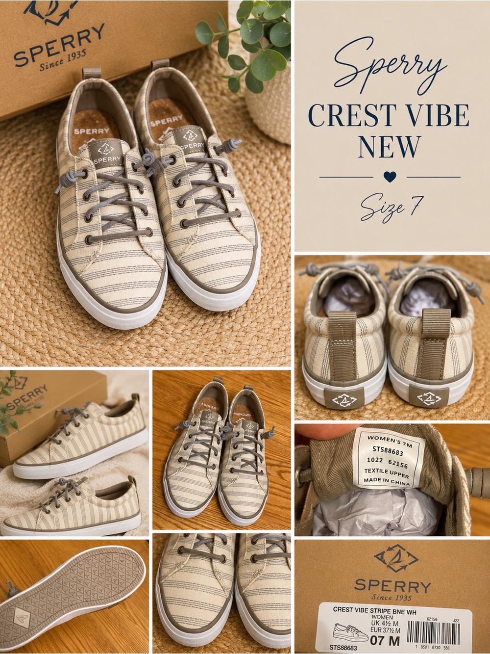 NWT Sperry Crest Vibe Stripe Size 7